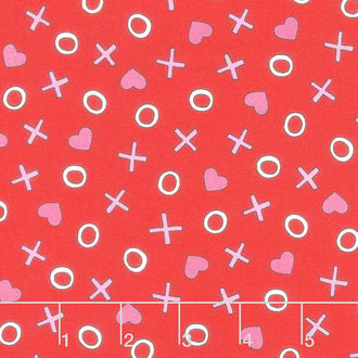 Love Me Do - Hugs and Kisses Red Yardage