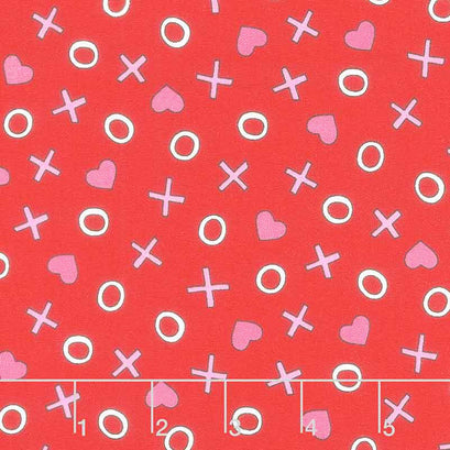 Love Me Do - Hugs and Kisses Red Yardage