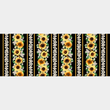 Advice from a Sunflower - Sunflower & Butterflies 11" Stripe Black Yardage Alternative View #1