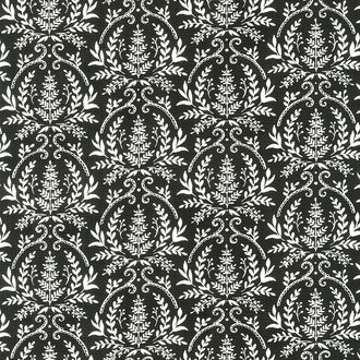 Happiness Blooms - Ferns and Foilage Damask Slate Yardage