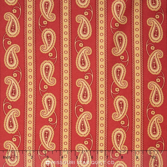 Polka Dots & Paisleys - Paisley Stripe Red Yardage