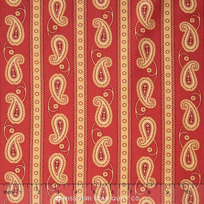 Polka Dots & Paisleys - Paisley Stripe Red Yardage