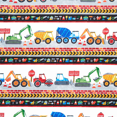 Build Your Own World - Border Stripe White Multi Yardage