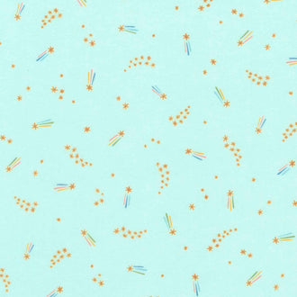 Cozy Cotton Flannels - Over the Moon Full Collection Shooting Stars Sea Mist Yardage