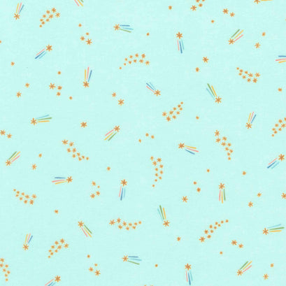 Cozy Cotton Flannels - Over the Moon Full Collection Shooting Stars Sea Mist Yardage