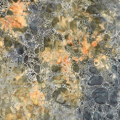 River Walk Batiks - Stones Multi Brown Black Grey Yardage