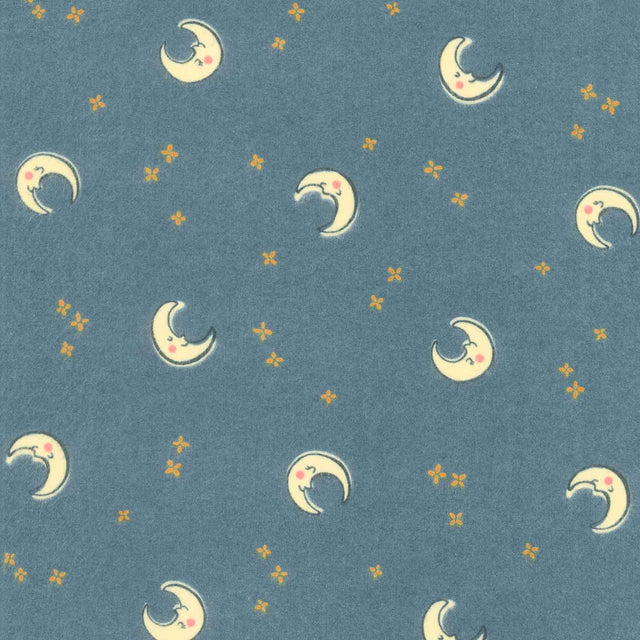 Cozy Cotton Flannels - Over the Moon Full Collection Moons Blueberry Yardage Primary Image