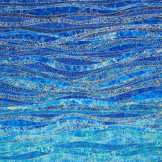 Gingko Garden - Ombre Navy Metallic Yardage