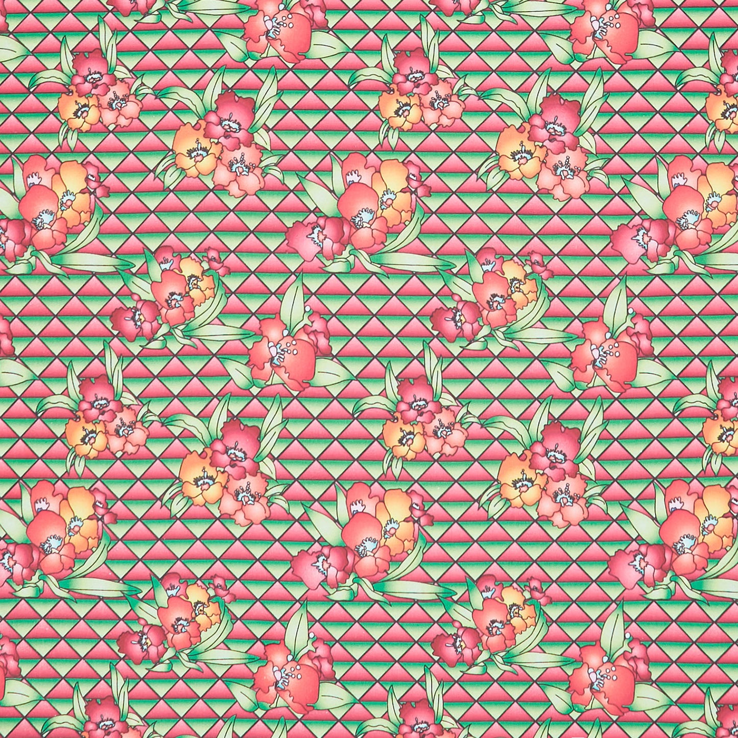 Lush Triangles Flowers - Pink Rosewood Yardage Primary Image