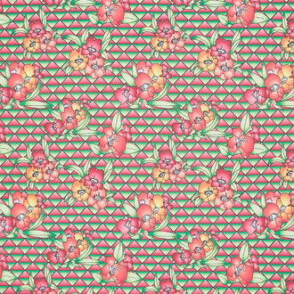 Lush Triangles Flowers - Pink Rosewood Yardage