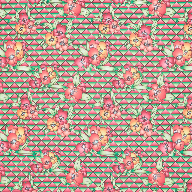 Lush Triangles Flowers - Pink Rosewood Yardage Primary Image