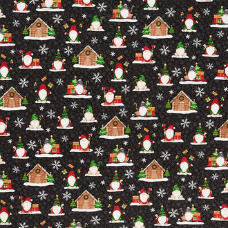 Timber Gnomies Tree Farm - Scenic Gnomies Black Yardage