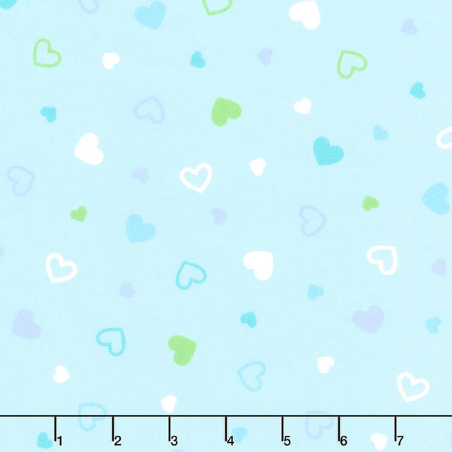 Cozy Cotton Flannels - Hearts Blue Yardage Primary Image