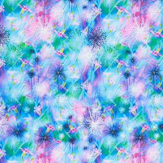 Neon Nature - Ethereal Bright Dandelion Field Purple Yardage