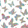 Alluring Butterflies - Butterfly Aflutter White Metallic Yardage