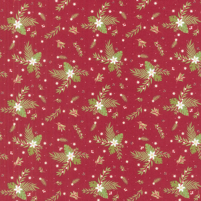 Silent Night - Olive Branch Berry Metallic Yardage