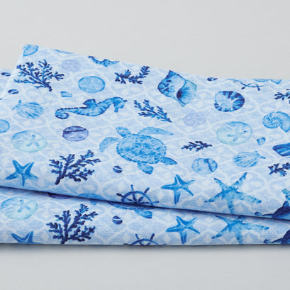 The Sea is Calling - Sea Creatures Blue 2 Yard Cut