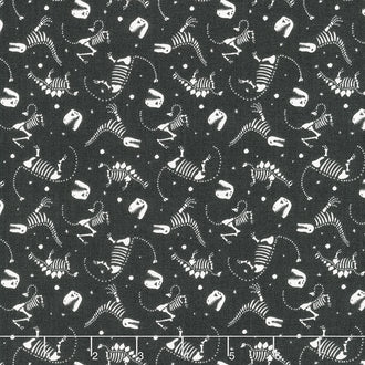 Roar - Dinosaur Bones Charcoal Yardage
