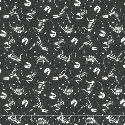 Roar - Dinosaur Bones Charcoal Yardage