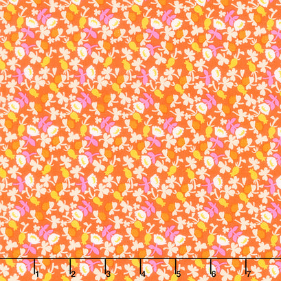 Lucky Rabbit - Calico Red Orange Yardage