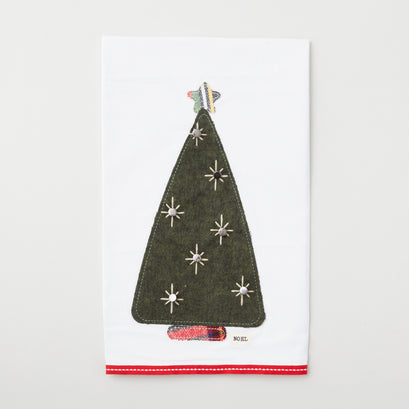 Silver Star Christmas Tree Tea Towel