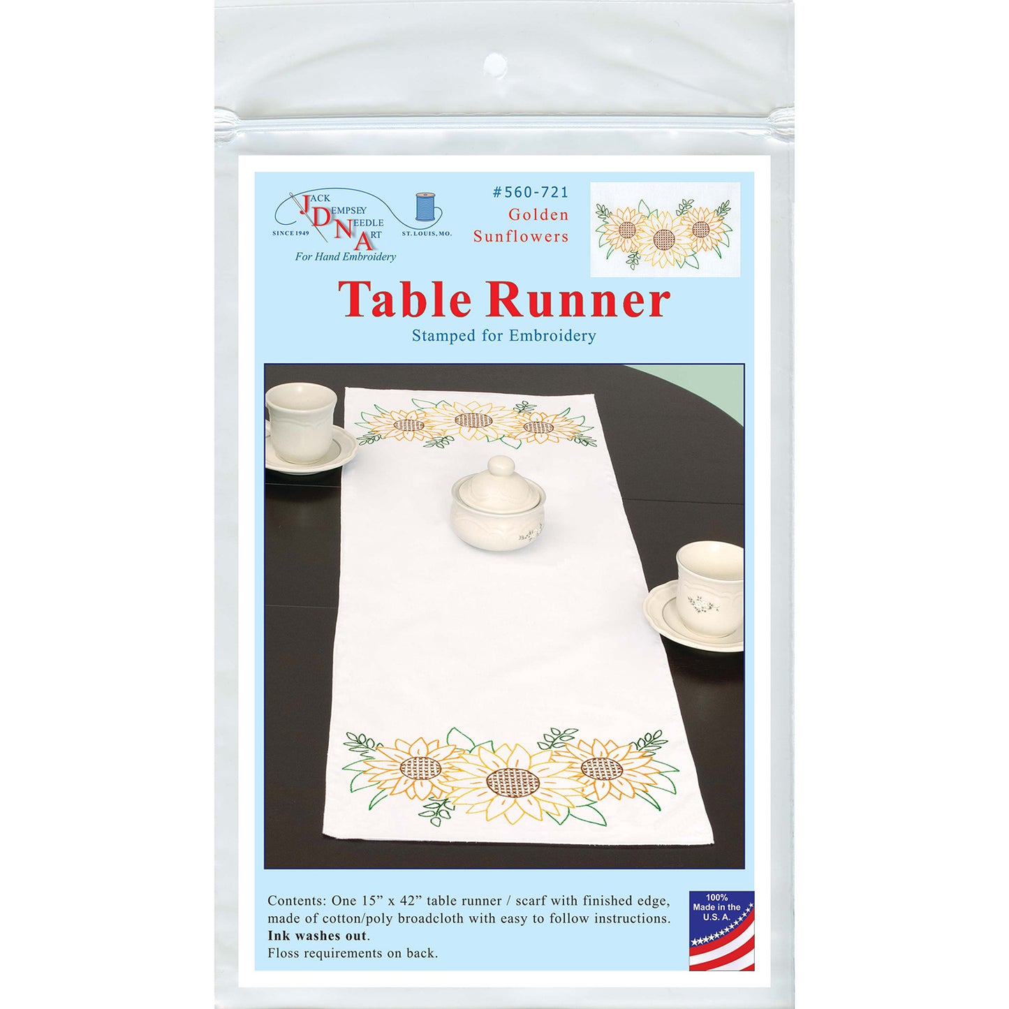 Golden Sunflowers Embroidery Table Runner Alternative View #2