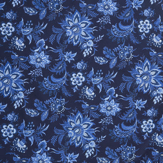 French Quarter - Large Floral Dark Blue Yardage