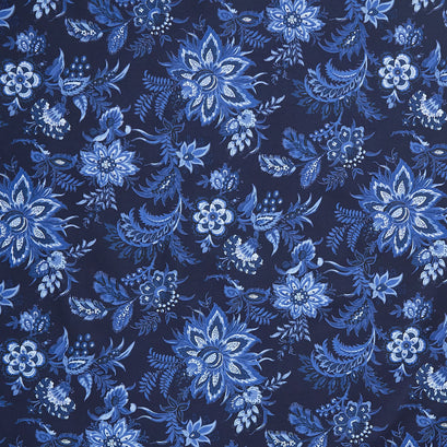 French Quarter - Large Floral Dark Blue Yardage