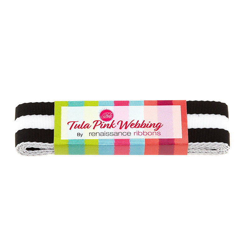 Tula Pink 1" Webbing - Black and White Alternative View #1