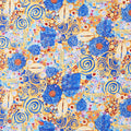 Wings of Gold - Large Scrolls Blue Metallic Yardage Primary Image