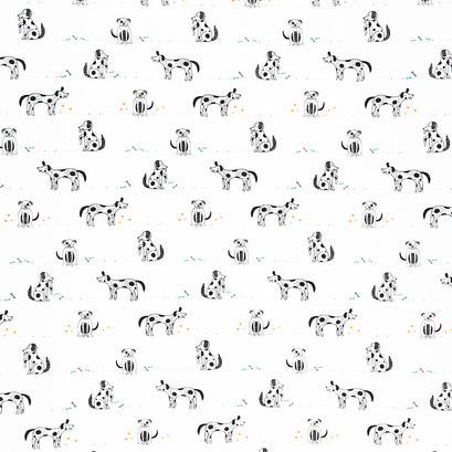 Oh Woof! - Good Pup White Black Yardage