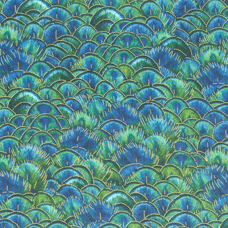 Luminosity - Feathered Scallop Navy Multi Metallic Yardage