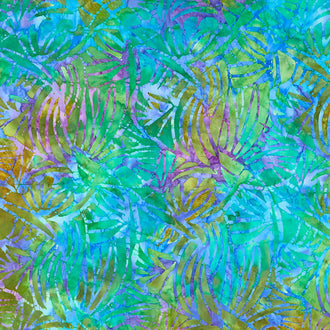 Tonga Batiks - Mariposa Tropical Leaf Branches Lagoon Yardage