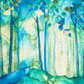 Morning Light - Tree Full Border Blue Multi Yardage Primary Image