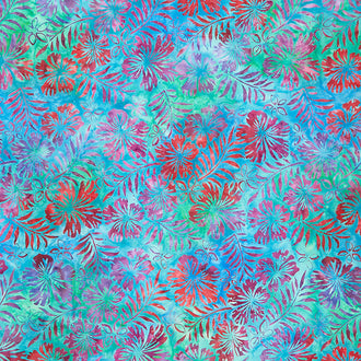Artisan Batiks - Totally Tropical Hibiscus Lagoon Yardage