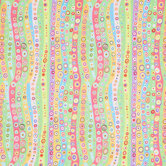 In Motion Wavy Stripe With Small Circles - Lemongrass Multi Yardage