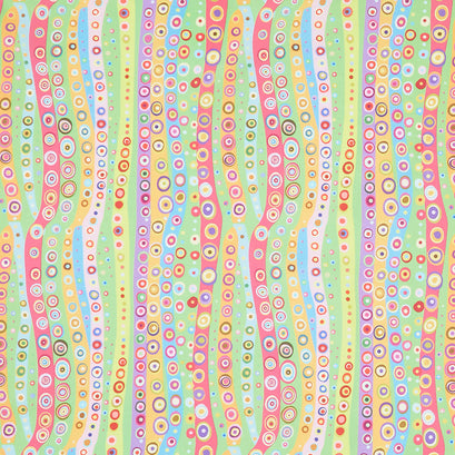 In Motion Wavy Stripe With Small Circles - Lemongrass Multi Yardage