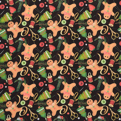Happiness is Homemade - Sewing Notions Toss Black Yardage