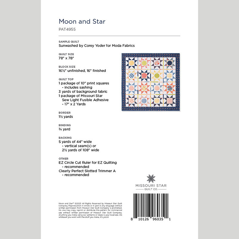 Digital Download - Moon and Star Quilt Pattern by Missouri Star Alternative View #1