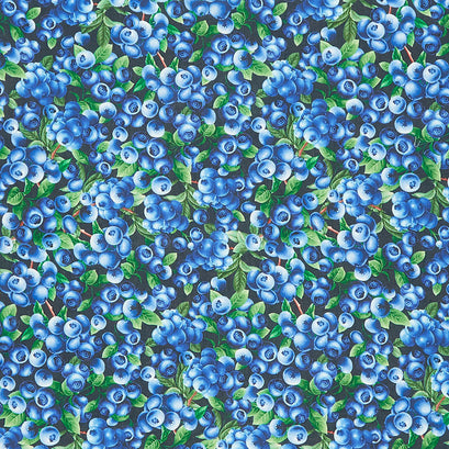Blueberry Delight - Blueberries Bush Navy Yardage