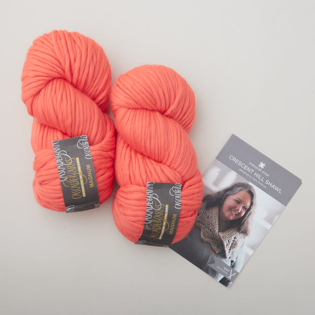 Crescent Hill Shawl Knit Kit - Living Coral Primary Image