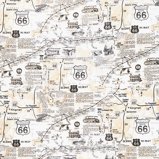 Novelty - Timeless Treasures - Map Of Route 66 Natural Yardage Primary Image