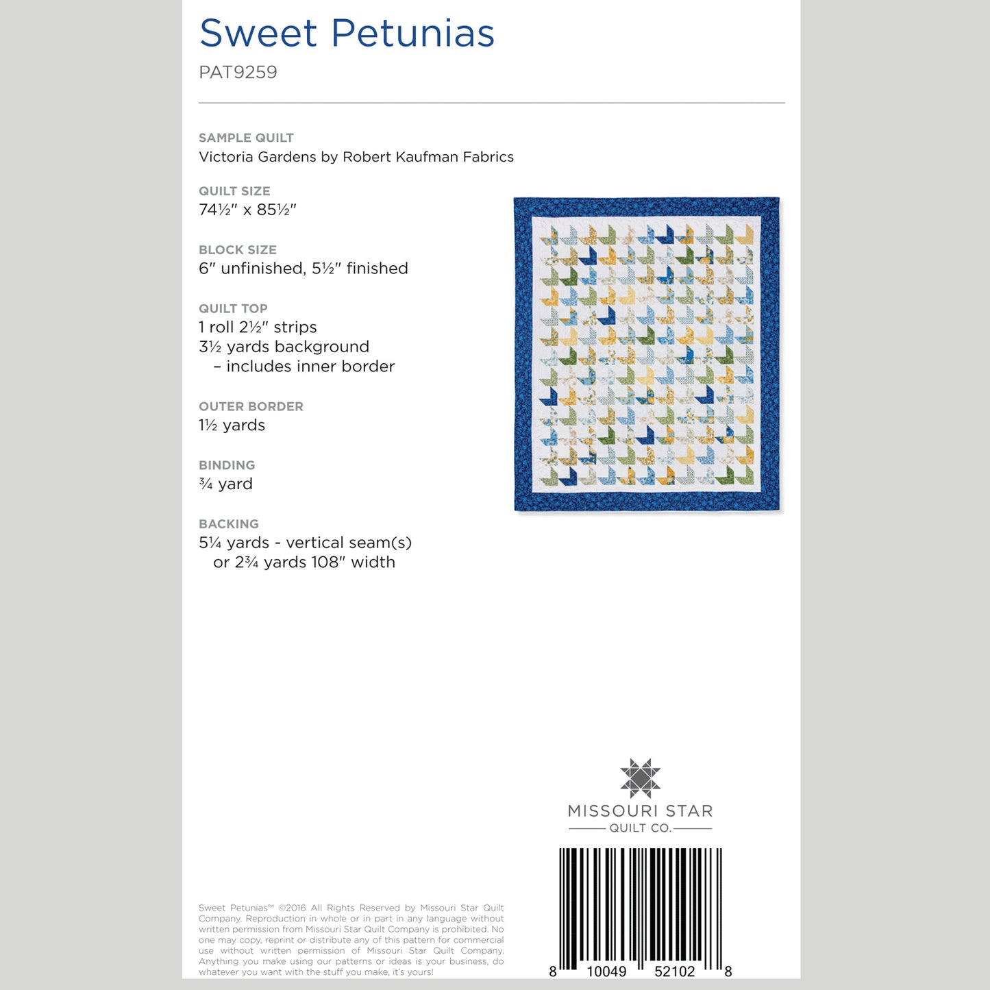 Digital Download - Sweet Petunias Quilt Pattern by Missouri Star Alternative View #1