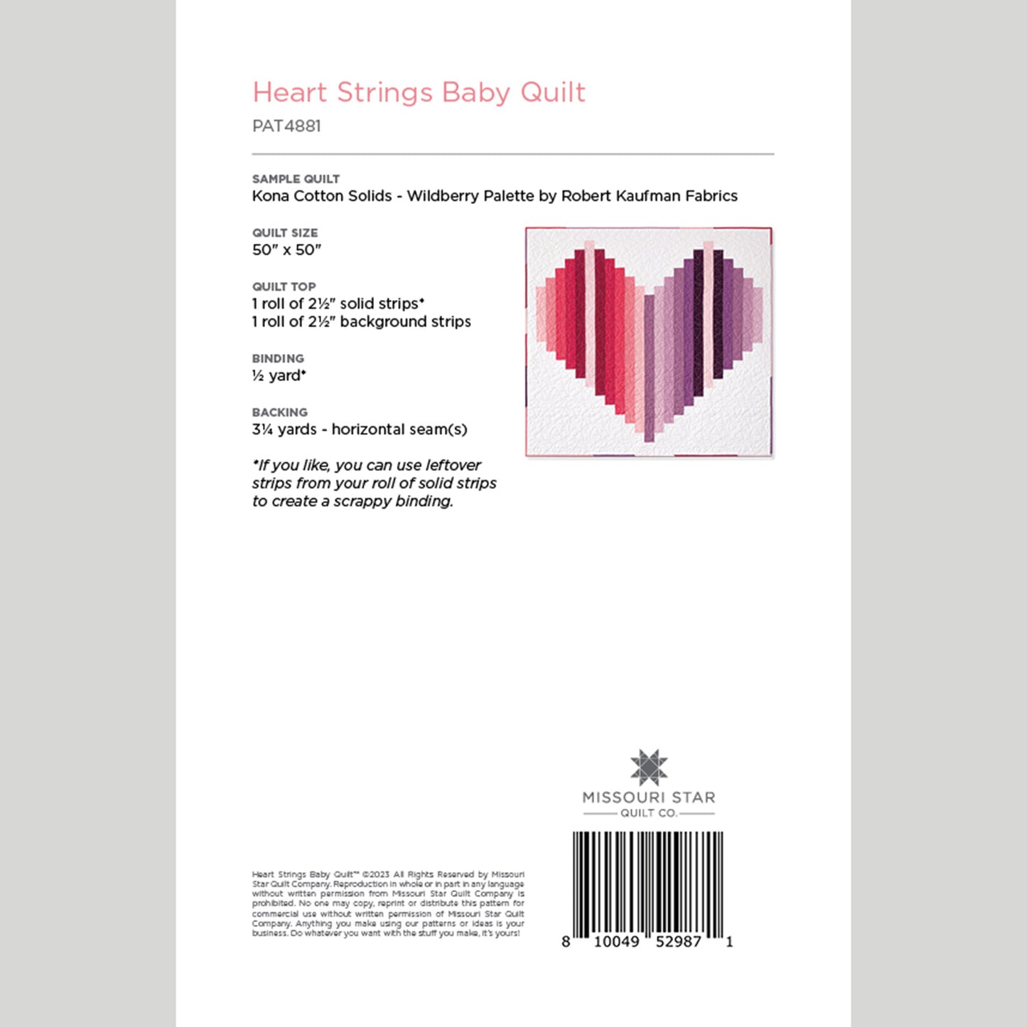 Digital Download - Heart Strings Baby Quilt Pattern by Missouri Star Alternative View #1