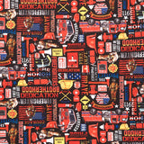 Novelty - Firefighters Equipment and Text Black Yardage Primary Image