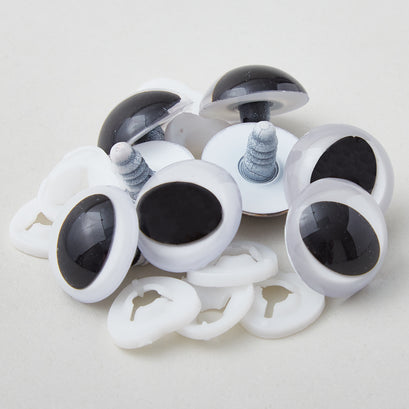 Plastic Slit Pupil Safety Eyes - 25mm White - 4 Pairs