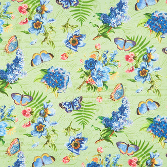 Something Blue - Feature Floral Green Multi Yardage