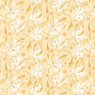 Forest Frolic - Swirly Leaves Butterscotch Yardage