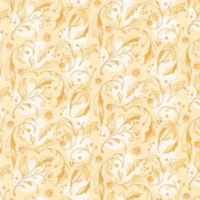 Forest Frolic - Swirly Leaves Butterscotch Yardage