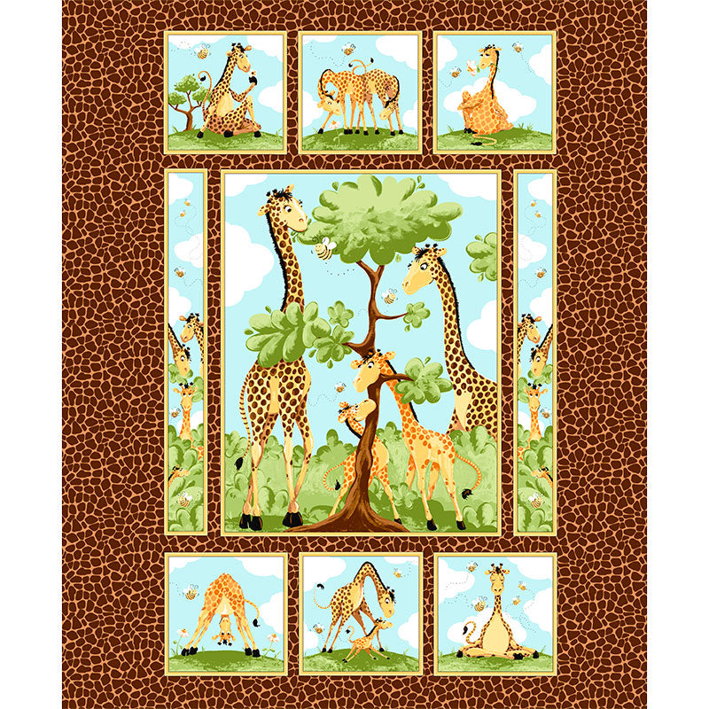 Zoe The Giraffe II - Quilt Brown Panel Primary Image